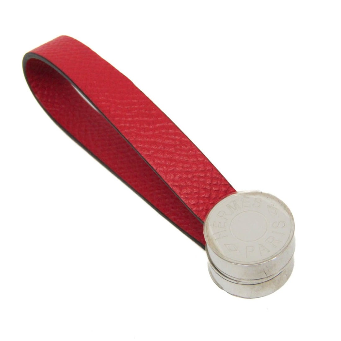 Hermes Women's Glove Holder Silver,Red Color Maris: --- Catalog ---Category: SizeSize (HxWxD): 9cm x 1.7cm x 1.5cm / 3.54'' x 0.66'' x 0.59''Category: DesignType: Glove holderColor: Red color, SilverGender: WomenMaterial: Epsom leather, MetalCategory: