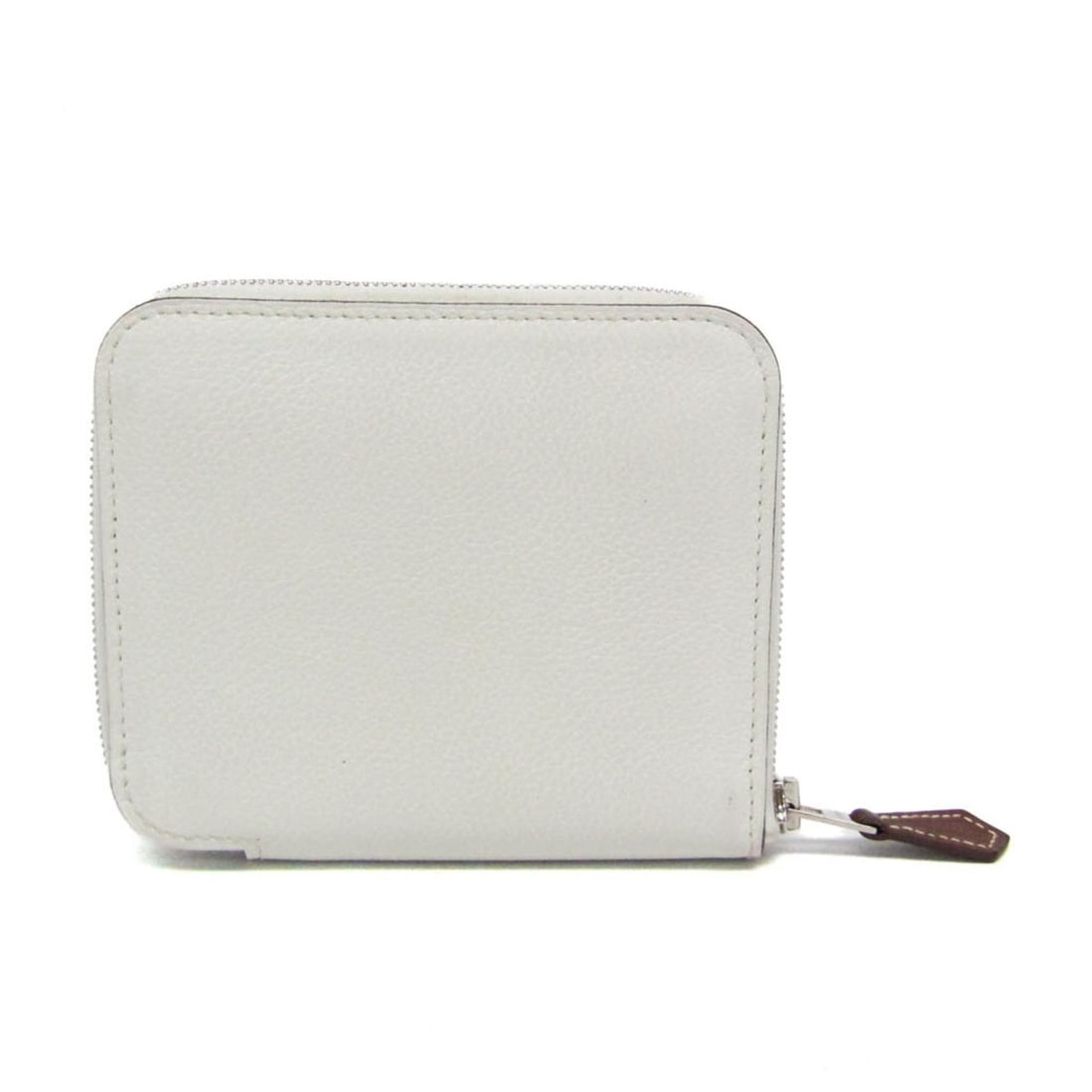 Hermes Azap Silk In Compact Women's Epsom Leather Coin Purse/coin Case Orange,White (1 of 13)