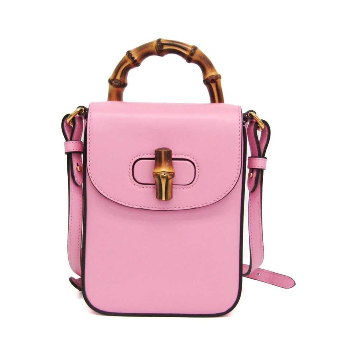 Gucci Bamboo 702106 Women's Leather Backpack,Handbag,Shoulder Bag Pink (1 of 14)