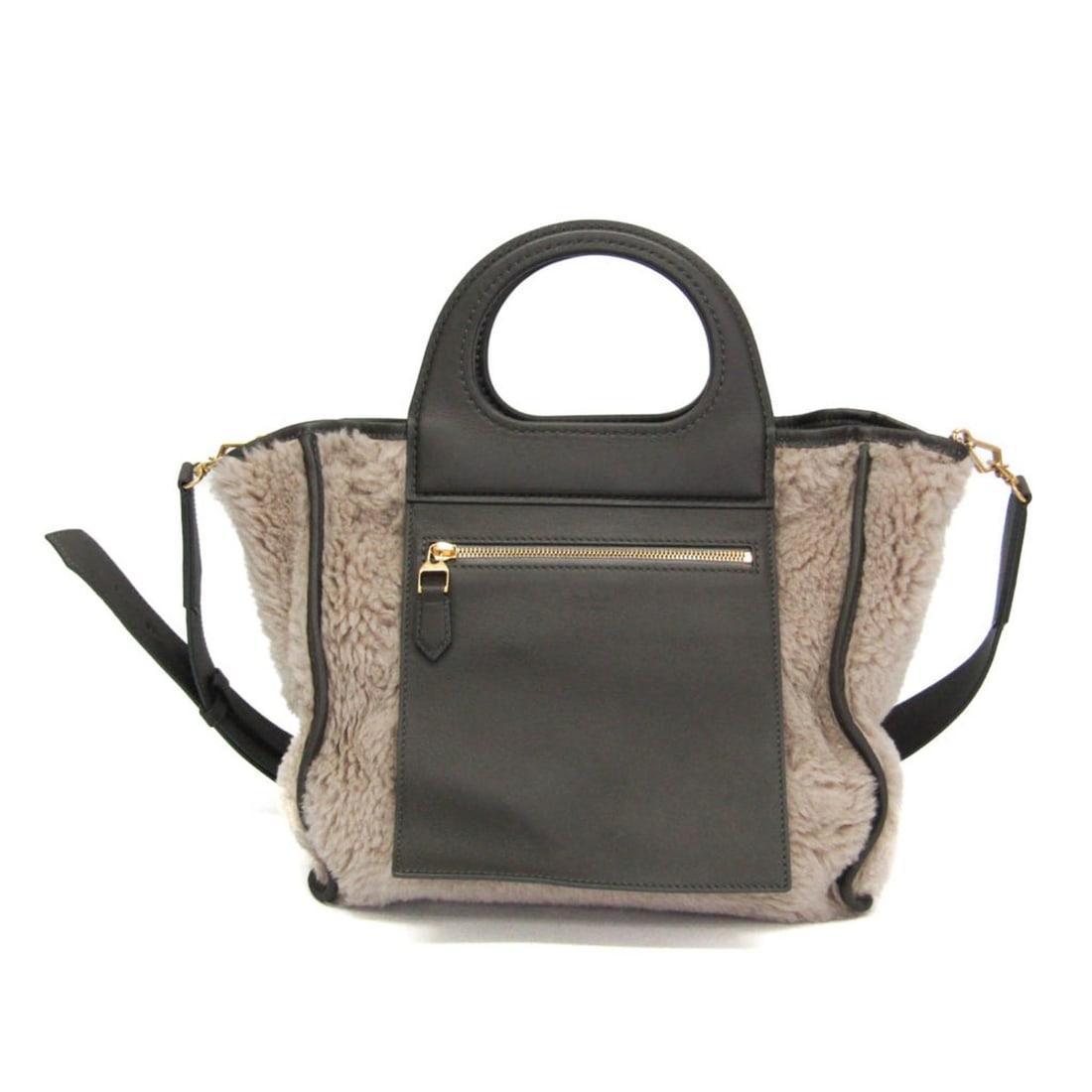 Max Mara Teddy Bear Reversible Tote Bag Women's Leather,Wool Handbag,Shoulder Bag Gray (1 of 19)
