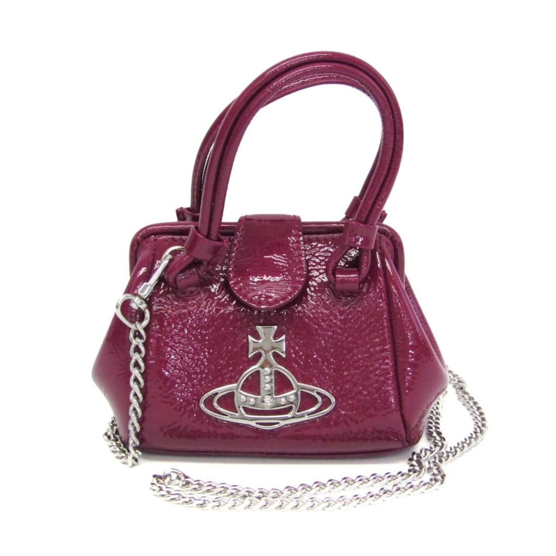 Vivienne Westwood Chain Shoulder Mini Bag Women's Faux Leather Handbag,Shoulder Bag Purple: --- Catalog ---Category: SizeSize (HxWxD): 10cm x 15cm x 11cm / 3.93'' x 5.9'' x 4.33''Strap Length: 117cm / 46.06''Handle Length: 24cm / 9.44''Category: DesignType: Handbag, Shoulder bagColor: Purple
