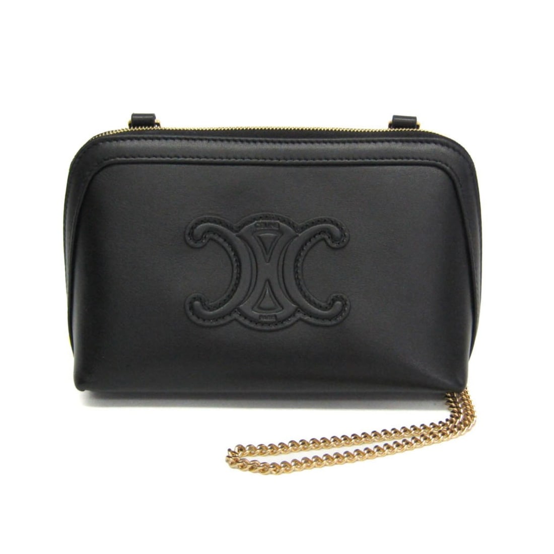 Celine Cuir Triomphe Chain Clutch Bag Women's Leather Clutch Bag,Shoulder Bag Black (1 of 13)
