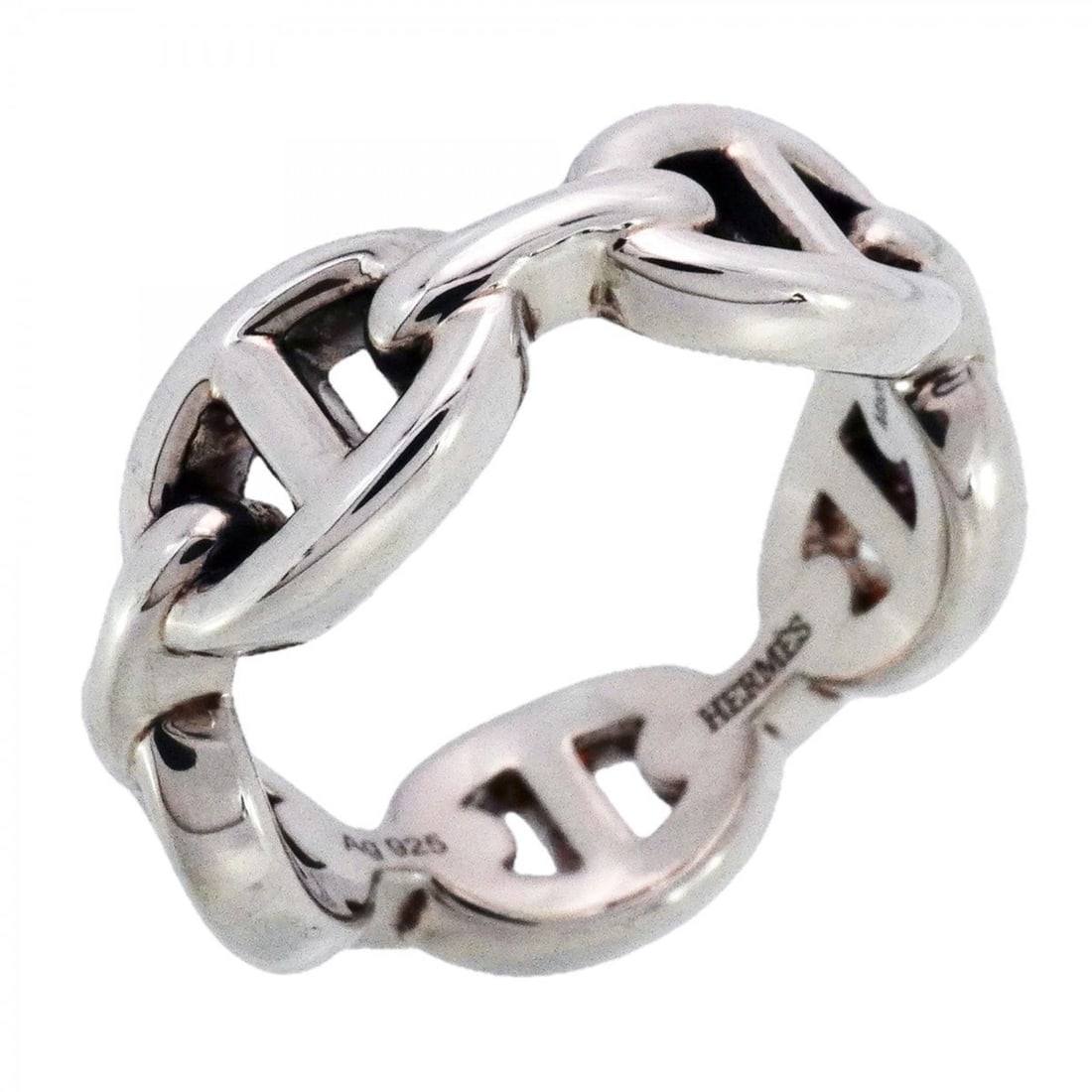 Hermes Ancienne Chaine d'Ancre Ring, Silver 925, #52, Women's: --- Catalog ---Category: SizeUS Size: 6.5Brand Size: 52Category: DesignType: Band ringGender: WomenMaterial: Silver 925Category: GeneralBrand: Hermes--- Item List ---Section: ConditionRanking: Rank AB
