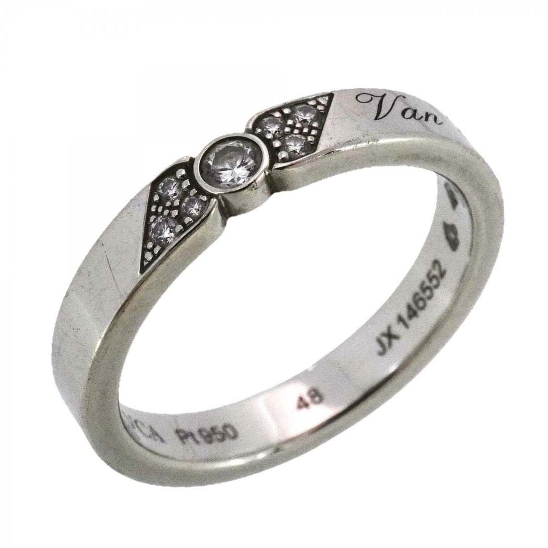 Van Cleef & Arpels Senior Tulle Ring, Pt950 Platinum, Diamond, #48, Women's: --- Catalog ---Category: SizeUS Size: 4.5Brand Size: 48Category: DesignType: Band ringStone: DiamondGender: WomenMaterial: Platinum 950Category: GeneralBrand: Van Cleef & Arpels--- Item List