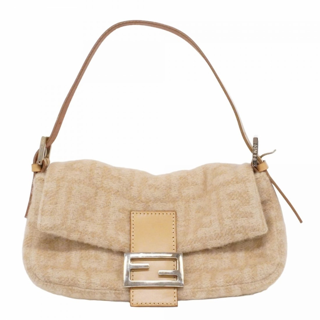 Fendi Zucca Mamma Bucket Wool Handbag, Beige, Women's: --- Catalog ---Category: SizeSize (HxWxD): 14cm x 25.5cm x 3.5cm / 5.51'' x 10.03'' x 1.37''Category: DesignType: HandbagColor: BeigeGender: WomenMaterial: Wool Hardware Color: SilverCategory: General