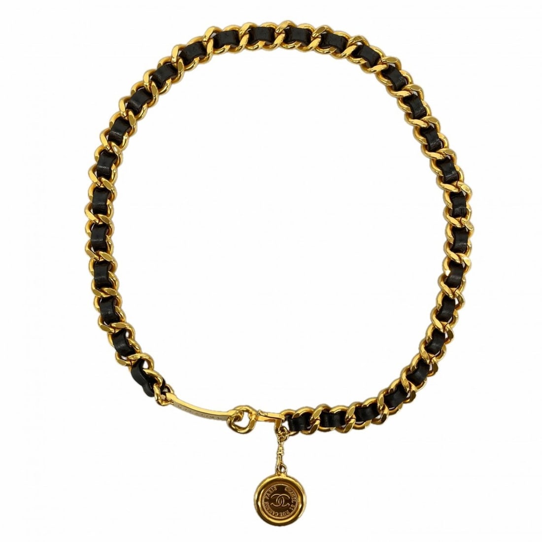 Chanel Belt Chain Gold Black Women's: --- Catalog ---Category: SizeLength: 77cm / 30.31''Category: DesignType: Chain beltColor: Black, GoldGender: WomenCategory: GeneralBrand: Chanel--- Item List ---Section: ConditionRanking: Rank AB Used