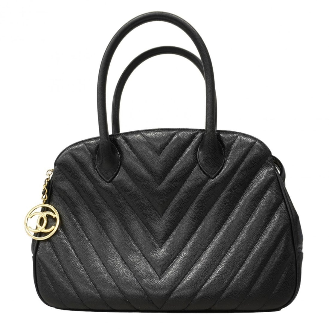 Chanel handbag V-stitch caviar leather black women's: --- Catalog ---Category: SizeSize (HxWxD): 26cm x 34.5cm x 9cm / 10.23'' x 13.58'' x 3.54''Category: DesignType: HandbagColor: BlackGender: WomenMaterial: Grained Calfskin Hardware Color: GoldCategory