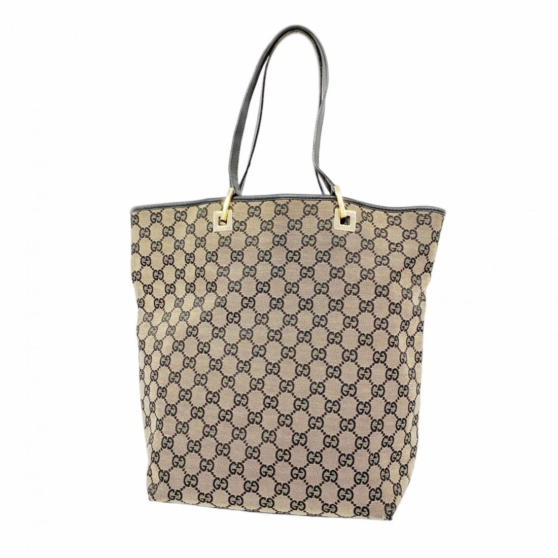 Gucci Tote Bag GG Canvas 002 1098 Beige Black Women's (1 of 18)