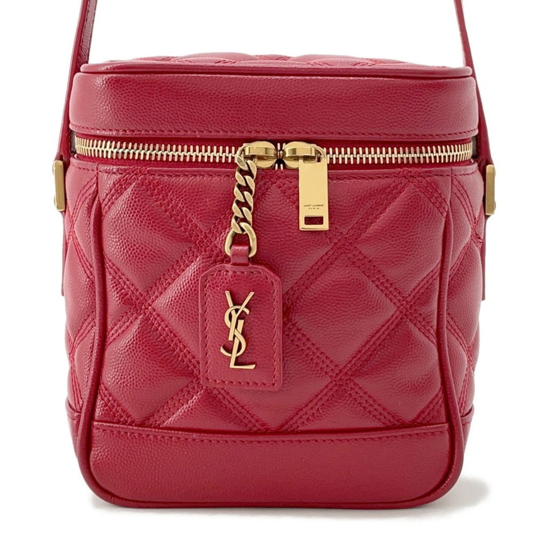 Yves Saint Laurent Saint Laurent Paris 80's Leather Vanity Bag 649779, Quilted Handbag,: --- Catalog ---Category: SizeSize (HxWxD): 16cm x 14.5cm x 9cm / 6.29'' x 5.7'' x 3.54''Category: DesignType: Shoulder bagColor: Red colorGender: WomenMaterial: Leather Category: GeneralMPN: 649779Bra