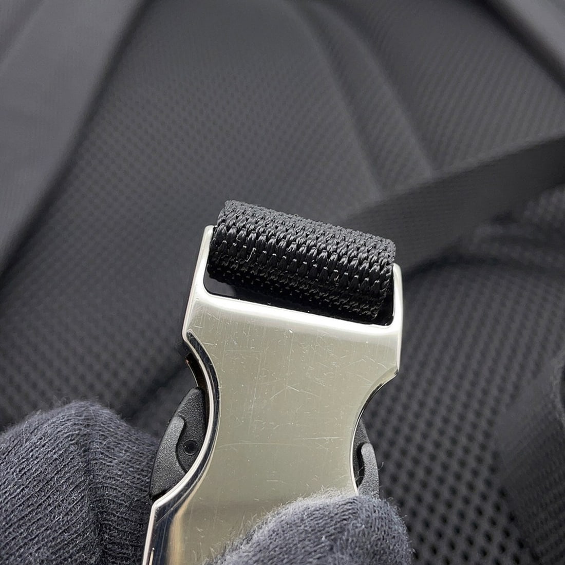 Prada Triangle Nylon Backpack, Black, Handbag, - 12