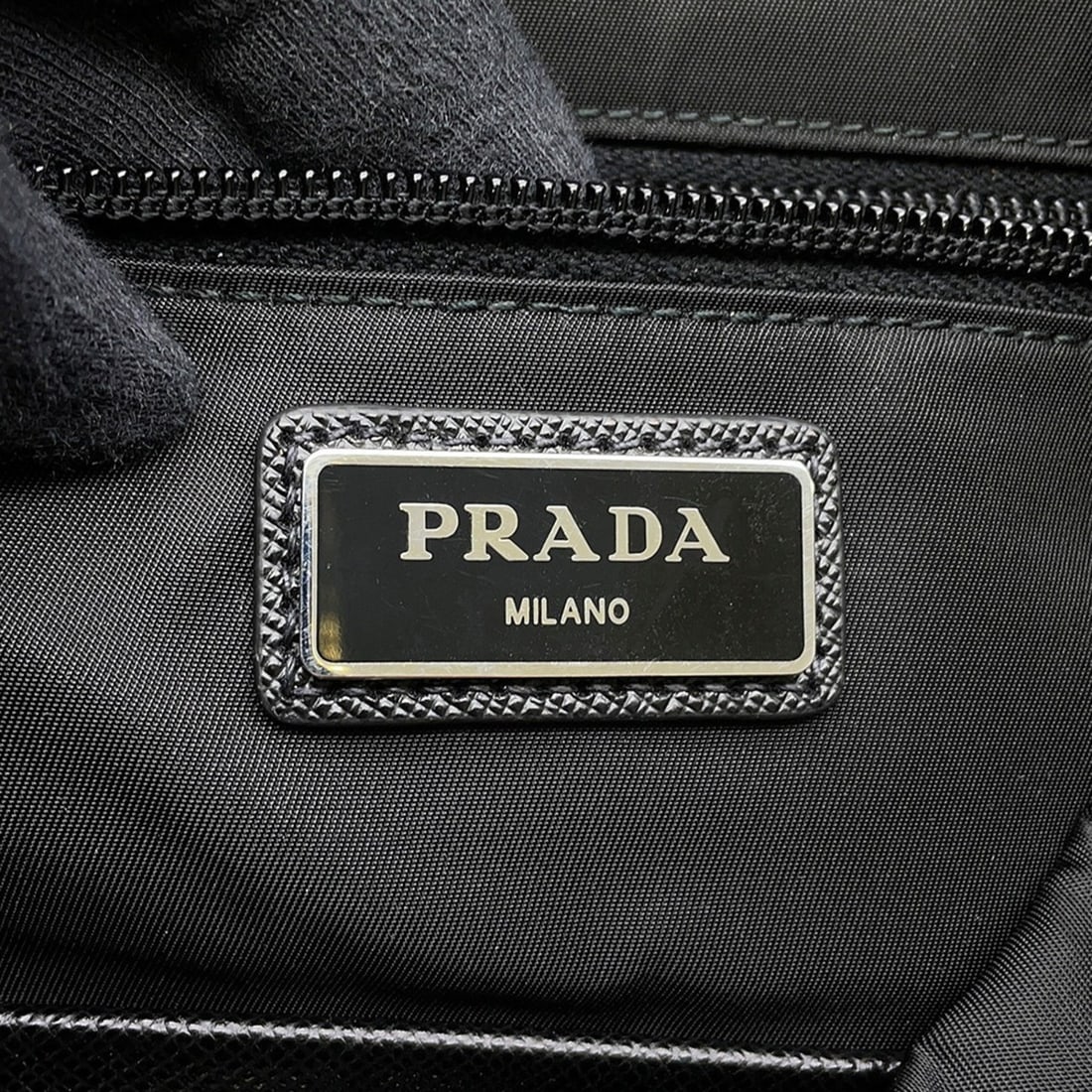 Prada Triangle Nylon Backpack, Black, Handbag, - 13