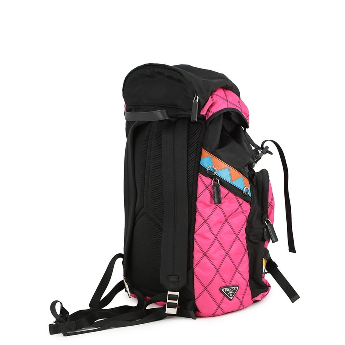 Prada Triangle Nylon Backpack, Black, Handbag, - 2