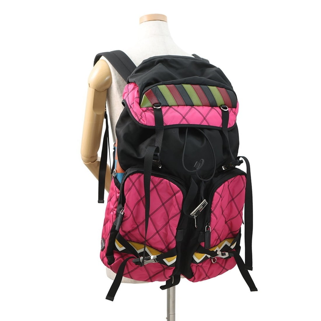 Prada Triangle Nylon Backpack, Black, Handbag, - 4