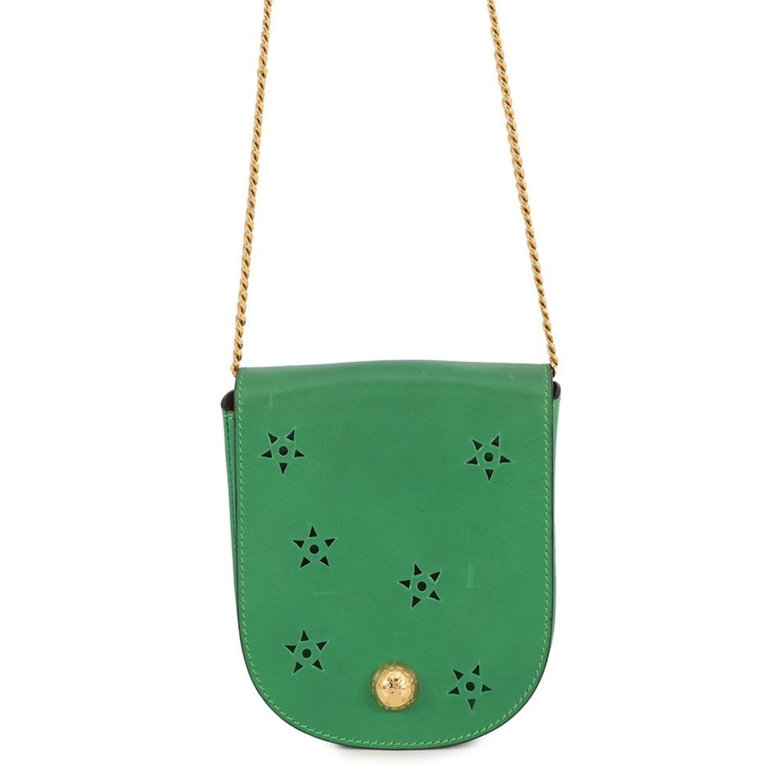 Celine Star Ball Leather Chain Shoulder Bag CELINE Handbag: --- Catalog ---Category: SizeSize (HxWxD): 15cm x 12.5cm x 4cm / 5.9'' x 4.92'' x 1.57''Category: DesignType: Shoulder bagColor: GreenGender: WomenMaterial: Leather Category: GeneralBrand: