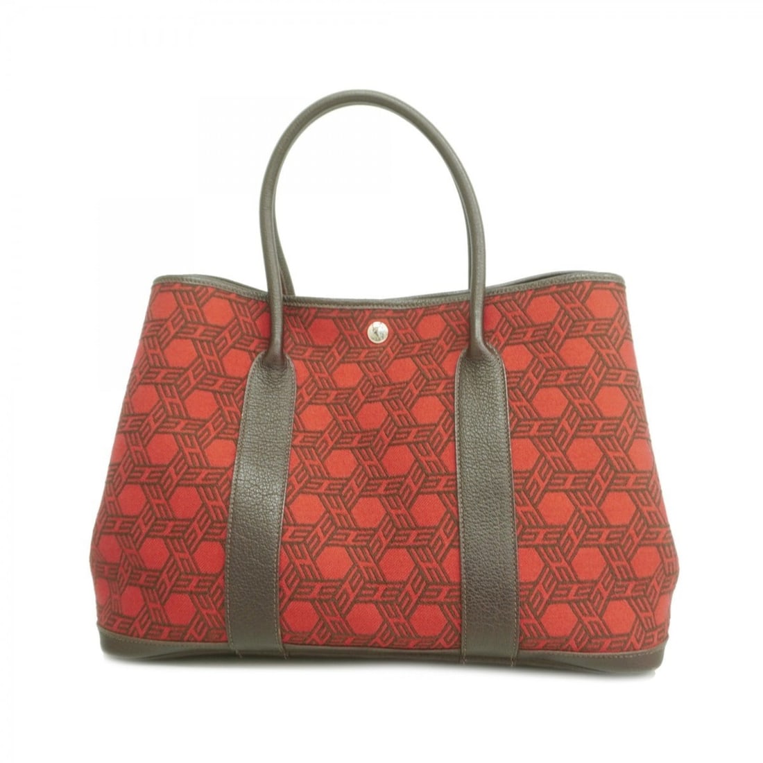 Hermes Hermès Garden PM Tote Bag in Toile Sauvage H, Dark Brown, Rouge Garance, K Stamp, Women's,: --- Catalog ---Category: SizeSize (HxWxD): 26cm x 35cm x 17cm / 10.23'' x 13.77'' x 6.69''Category: DesignType: Tote bagColor: Dark brown, Rouge garanceGender: WomenMaterial: Toile so H Hardware Color