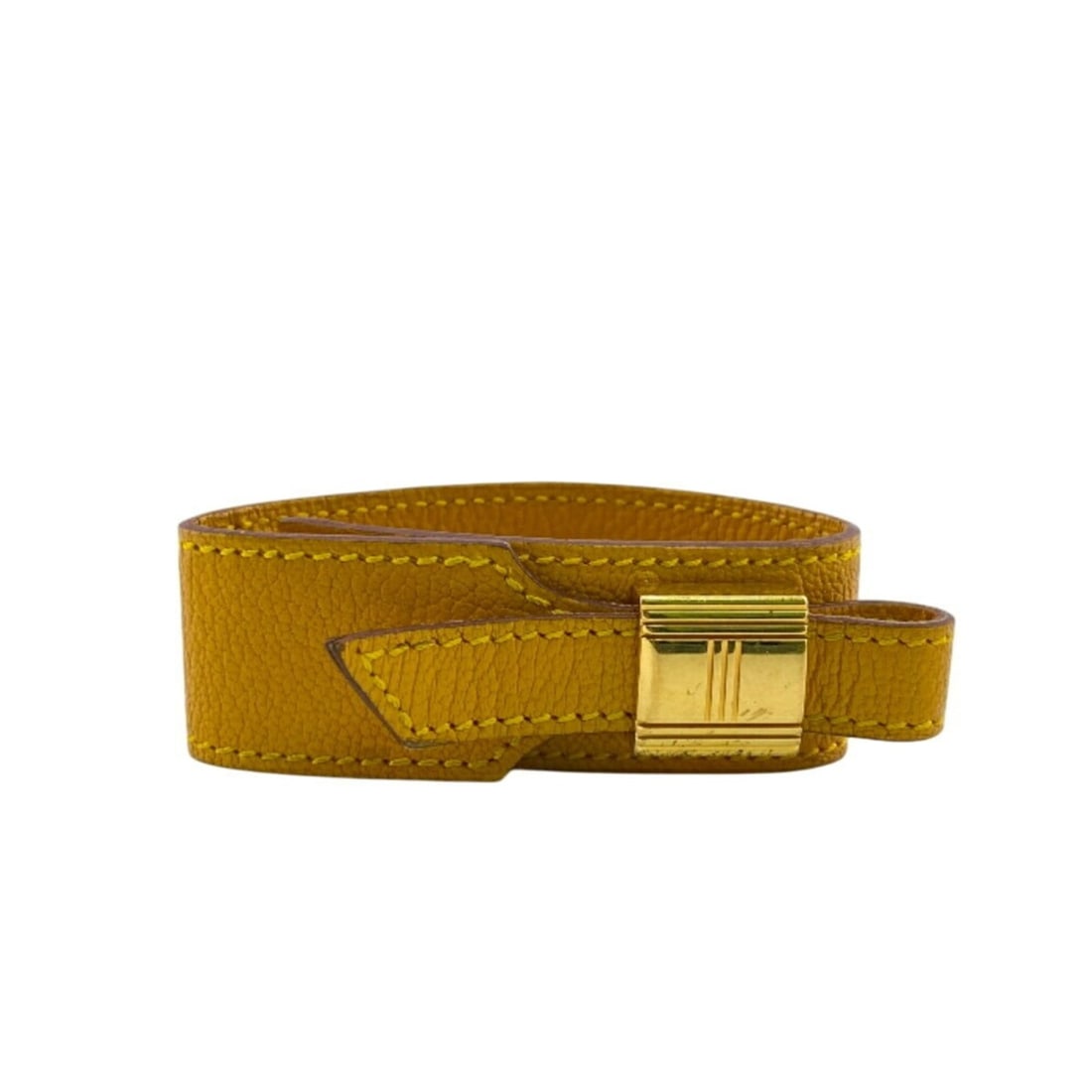 HERMES Artemis Bangle Bracelet, Yellow, Unisex: --- Catalog ---Category: SizeWidth: 2.4cm / 0.94''Length: 17cm / 6.69''Total Length: 29cm / 11.41''Category: DesignType: BangleColor: Gold, YellowGender: Unisex,Women,MenMaterial: LeatherCategory: Gen