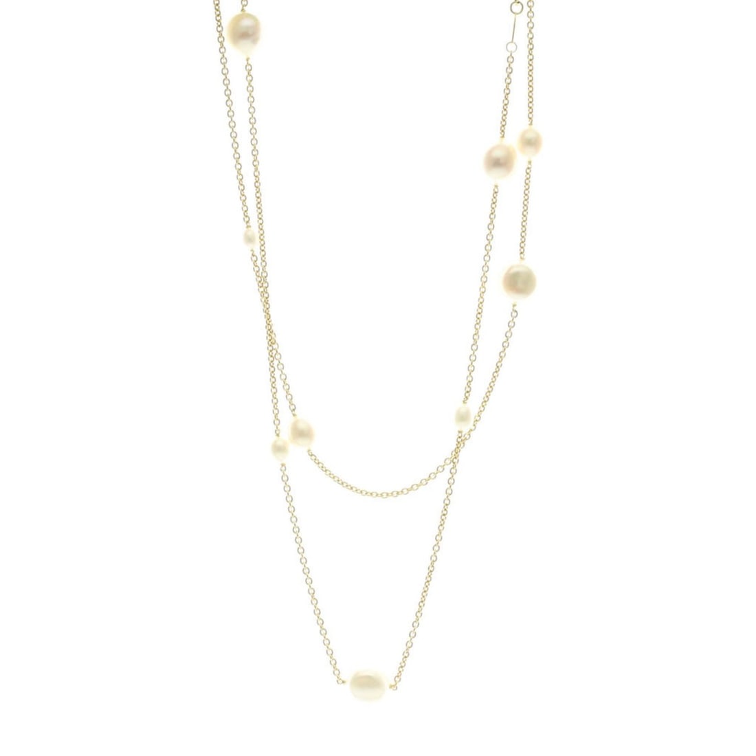 Tiffany By The Yard Freshwater Pearl Necklace Yellow Gold (18K) Freshwater Pearl Men,Women Fashion: --- Catalog ---Category: SizeWeight: 22.2g / 0.78oz.Stone Size (HxW): 11.50mm x 10.50mm / 0.45'' x 0.41''Neck Circumference: 90 cm / 35.43''Category: DesignMetal: GoldStone: Freshwater pearlStyle: Fas