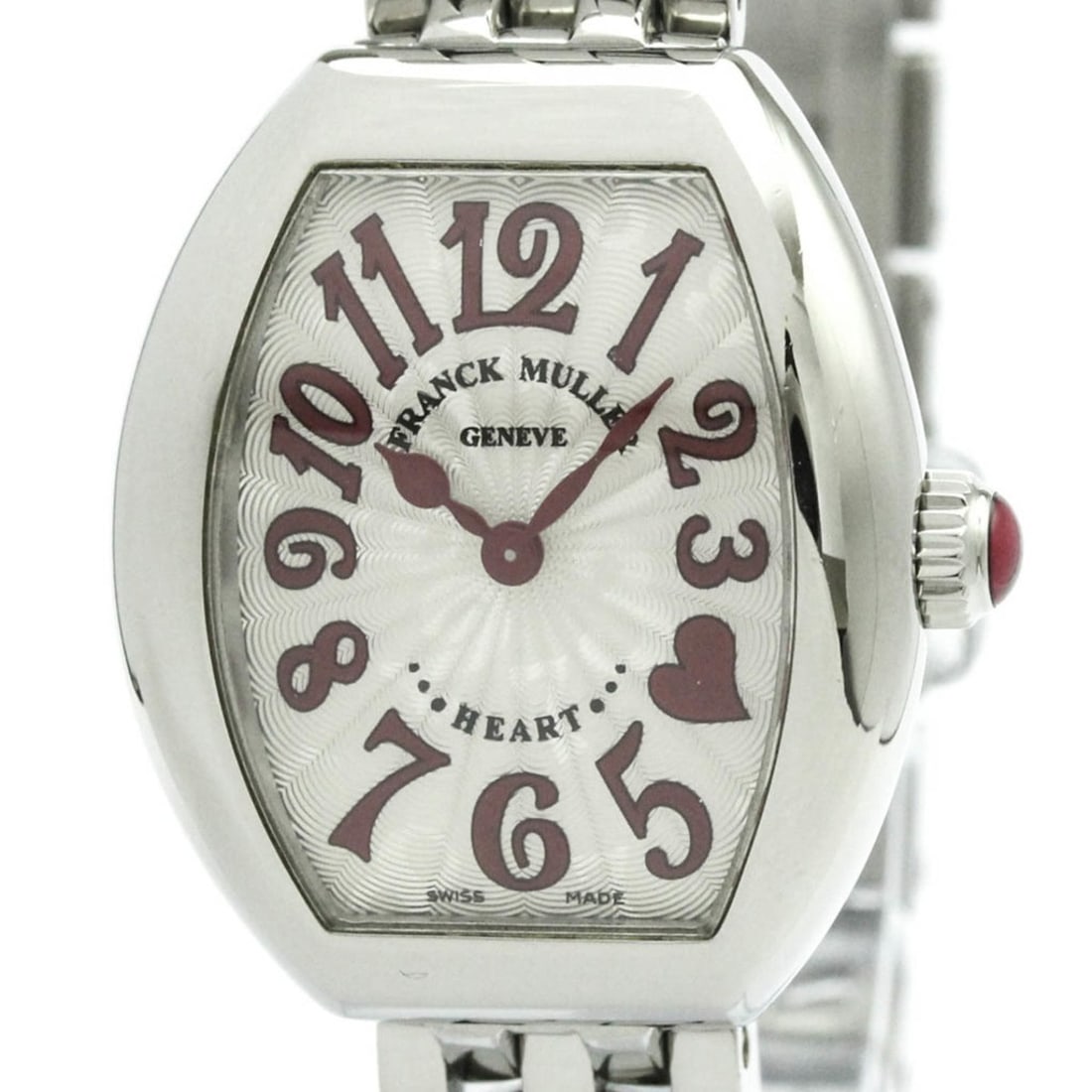 FRANCK MULLER Heart to Heart Quartz Ladies Watch 5002S QZ C4H J RED (?????????): --- Catalog ---Category: SizeCase Diameter: 25mm / 0.98''Category: DesignType: WristwatchStyle: Dress/FormalGender: WomenColor (Dial): SilverMaterial (Band): Stainless steelMaterial (Case): Stainless
