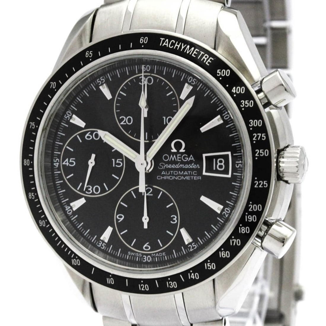 OMEGA Speedmaster Date Steel Automatic Mens Watch 3210.50 Polished: --- Catalog ---Category: SizeCase Diameter: 39mm / 1.54''Category: DesignType: WristwatchStyle: SportGender: MenColor (Dial): BlackMaterial (Band): Stainless steelMaterial (Case): Stainless steelCateg