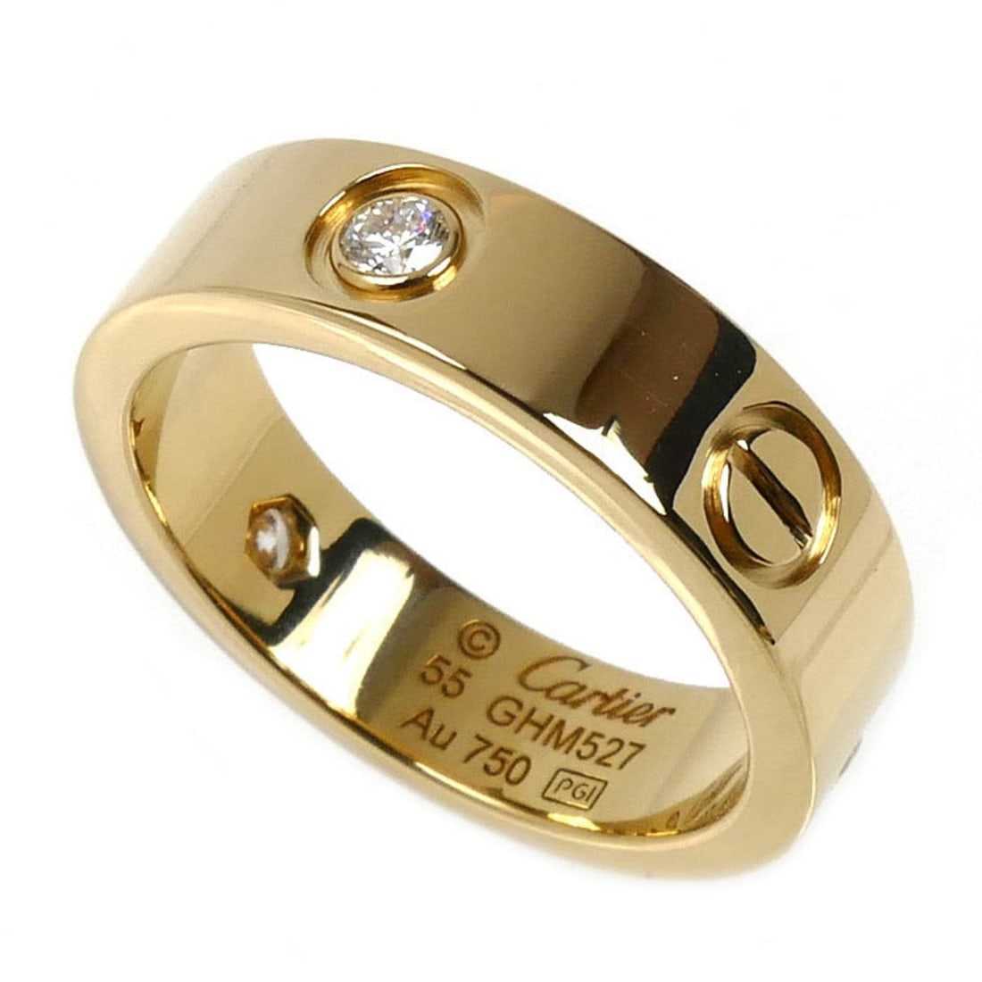 CARTIER 18KYG Yellow Gold Love Ring with Half Diamonds, B4032455, 55 8.9g, Women's: --- Catalog ---Category: SizeUS Size: 7.5Brand Size: 55Category: DesignType: Band ringStone: DiamondGender: WomenMaterial: Yellow gold (18K)Category: GeneralMPN: B4032455Brand: CartierCountry of Origi