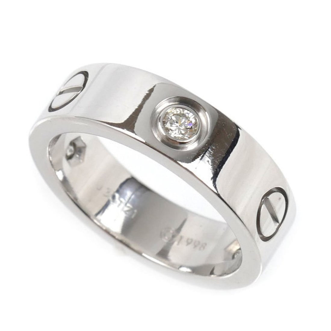 CARTIER Cartier 18K White Gold Love Ring with Half Diamonds, 52 8.7g, Women's (1 of 7)