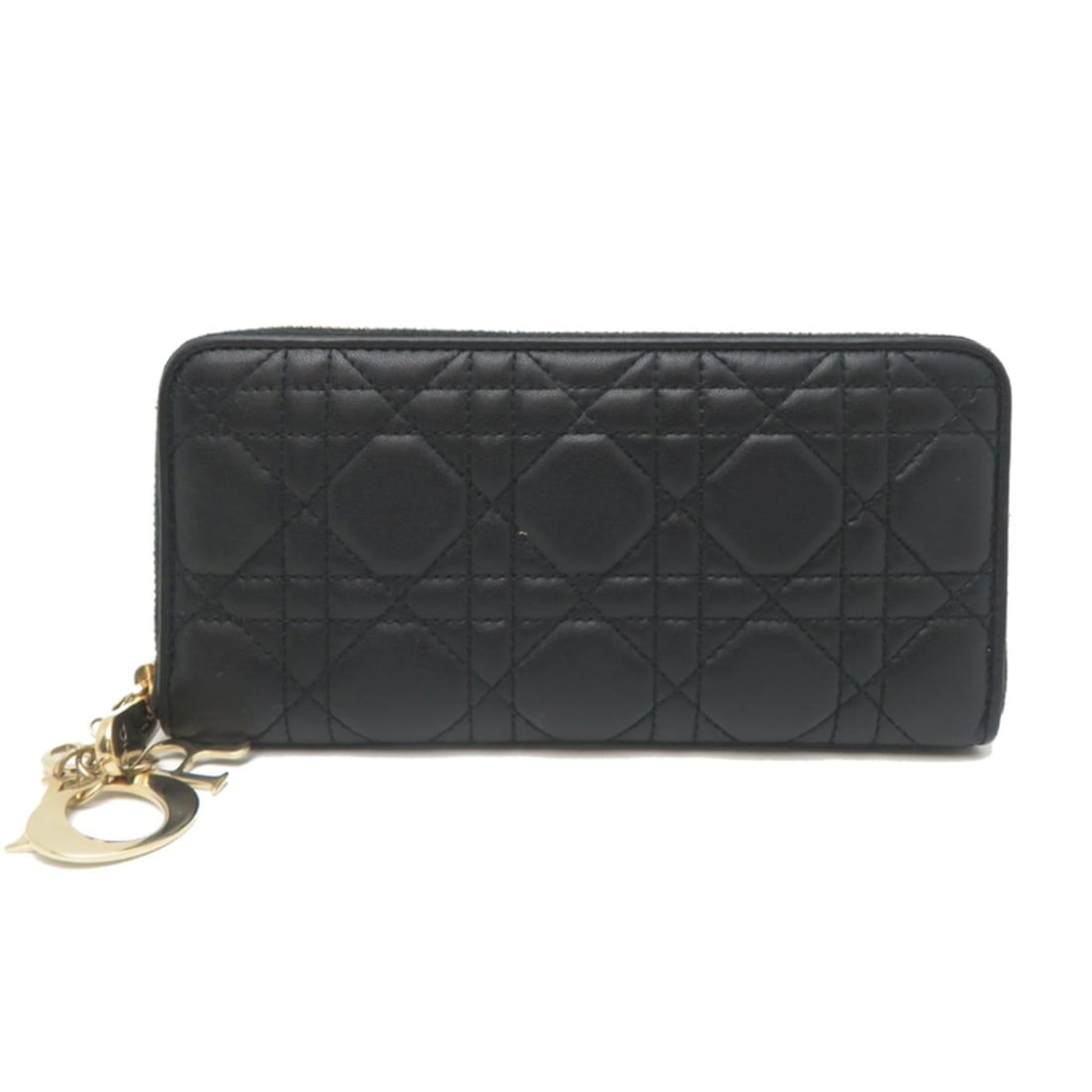 Christian Dior Lady Women's Long Wallet with Zip-Around Design, S0007ONMJ, Lambskin, Black: --- Catalog ---Category: SizeSize (HxWxD): 9.5cm x 19cm x 2.5cm / 3.74'' x 7.48'' x 0.98''Category: DesignType: Long wallet (bi-fold)Color: BlackGender: WomenMaterial: Leather Leather/Fur Type: Lambsk