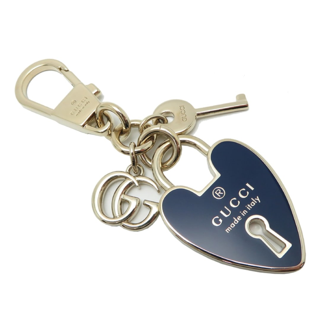 Gucci GG Marmont Heart Key Women's/Men's Keychain 837334 Metal Gold: --- Catalog ---Category: SizeSize (HxWxD): 10cm x 3cm / 3.93'' x 1.18''Category: DesignType: KeyringColor: Gold, NavyGender: Men,WomenMaterial: MetalCategory: GeneralMPN: 837334Brand: GucciCountry of