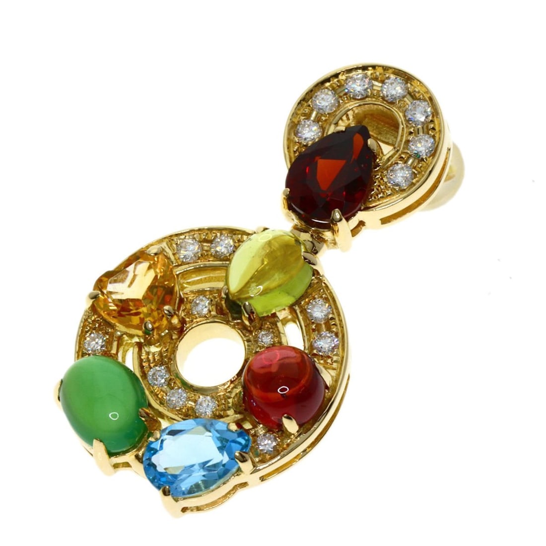 BVLGARI Astrale Cerchi Multicolor Stone and Diamond Single Earring in 18K Yellow Gold for Women: --- Catalog ---Category: SizeSize (HxWxD): 32.80mm x 17.60mm x 6.40mm / 1.29'' x 0.69'' x 0.25''Category: DesignType: Stud earringsGender: WomenMaterial: Yellow gold (18K)Single earring: YesCategory: