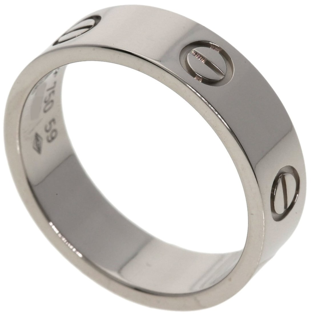 Cartier Love Ring #59 18K White Gold Women's: --- Catalog ---Category: SizeJP Size: 19US Size: 9.5Category: DesignType: Band ringGender: WomenMaterial: White gold (18K)Category: GeneralBrand: Cartier--- Item List ---Section: ConditionRanking: