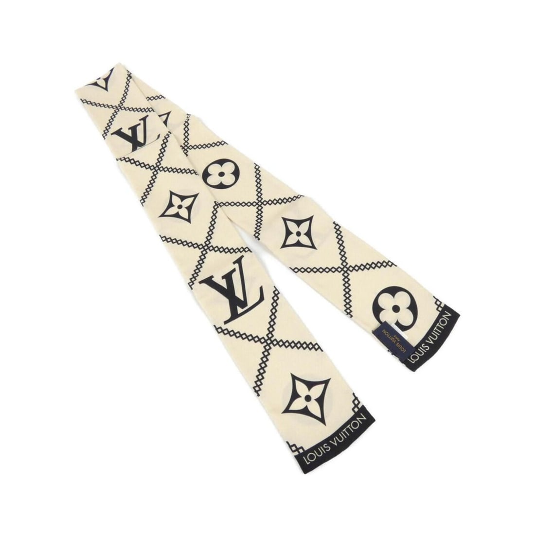 Louis Vuitton Bandeau Croisillon M77453 Scarf/Muffler: --- Catalog ---Category: SizeSize (LxW): 1.2m x 8cm / 47.24'' x 3.14''Category: DesignType: ScarfColor: BeigeGender: WomenMaterial: Silk Category: GeneralMPN: M77453Brand: Louis Vuitton--- Item List
