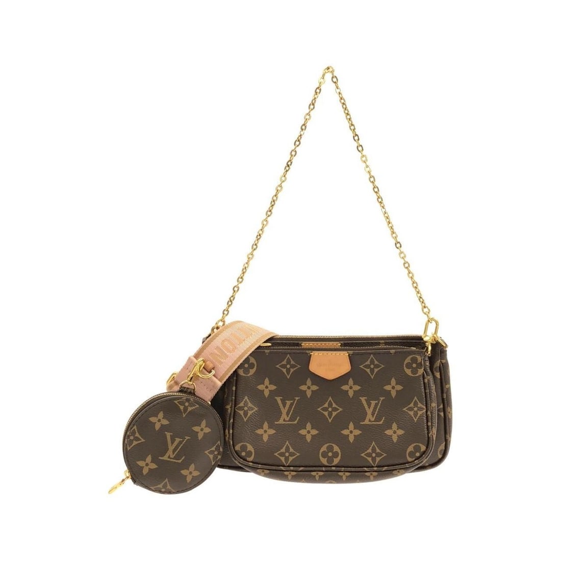 Louis Vuitton Monogram Multi Pochette Accessoires M44840 Shoulder Bag: --- Catalog ---Category: SizeSize (HxWxD): 13cm x 23cm x 4cm / 5.11'' x 9.05'' x 1.57''Category: DesignType: Pochette, Shoulder bagColor: Brown, Rose clairGender: Women,MenMaterial: Coated canvas