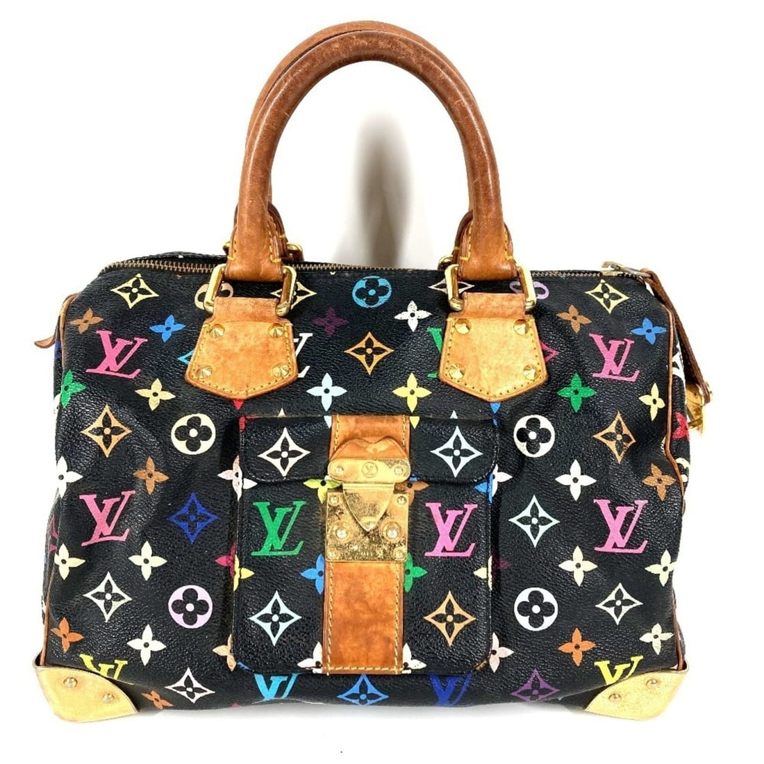 LOUIS VUITTON M92642 Monogram Multicolore Speedy 30 Mini Boston Bag, Canvas, Women's, Noir, Black (1 of 16)
