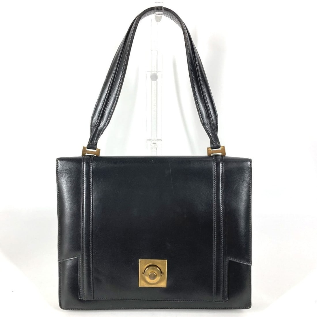 HERMES Vintage Logo Flap Handbag Shoulder Bag Leather Men's Women's Black: --- Catalog ---Category: SizeSize (HxWxD): 19.5cm x 25.5cm x 5.5cm / 7.67'' x 10.03'' x 2.16''Category: DesignType: Handbag, Shoulder bagColor: BlackGender: Men,WomenMaterial: Leather Category: Genera