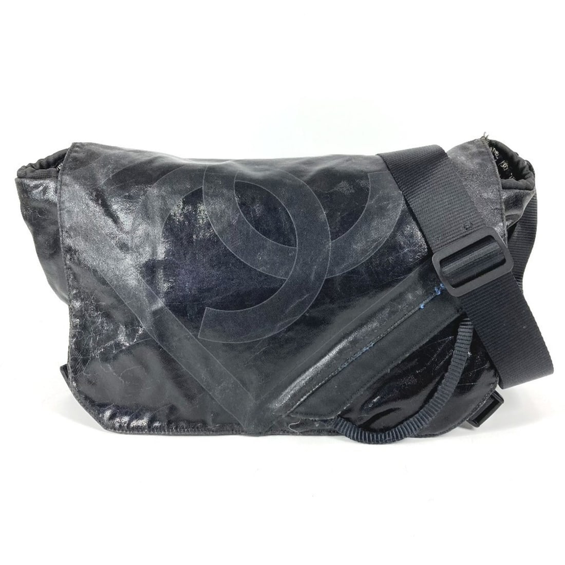 CHANEL Sport CC Coco Mark Logo Messenger Bag, Crossbody Flap Shoulder Coated Canvas, Women's, Black: --- Catalog ---Category: SizeSize (HxWxD): 28cm x 34.5cm x 10cm / 11.02'' x 13.58'' x 3.93''Category: DesignType: Messenger bag, Shoulder bagColor: BlackGender: Men,WomenMaterial: Coated canvas Catego