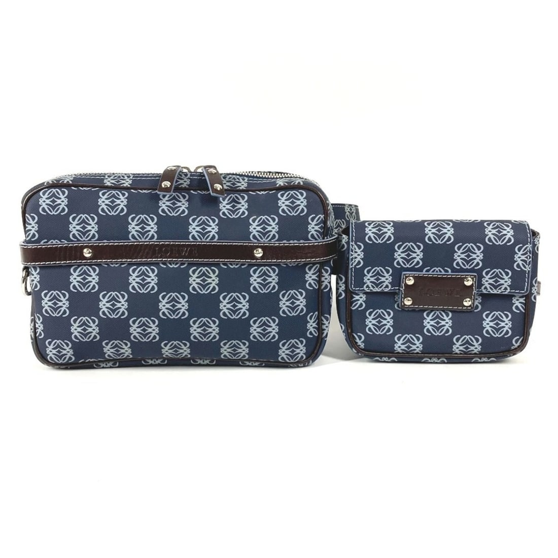 LOEWE Anagram Logo Waist Bag, Crossbody Shoulder Belt Leather, Men's and Women's, Blue: --- Catalog ---Category: SizeSize (HxWxD): 13.5cm x 21cm x 4cm / 5.31'' x 8.26'' x 1.57''Category: DesignType: Fanny pack, Shoulder bagColor: BlueGender: Men,WomenMaterial: PVC , Leather Category: Gen