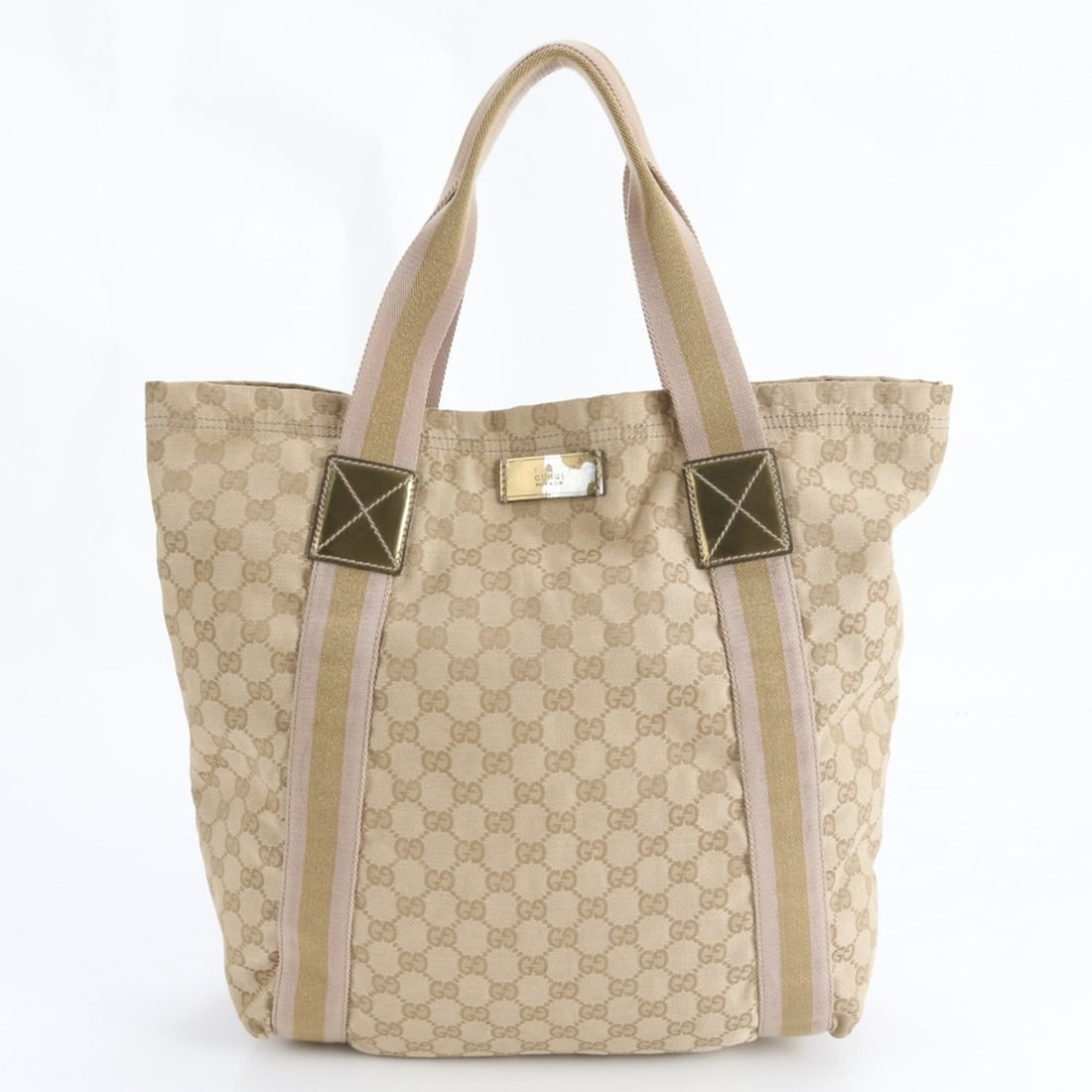 Gucci GG Canvas Sherry Line 189669 Leather Tote Bag Shoulder Beige Women's (1 of 10)