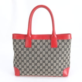 Gucci GG Canvas 002 1119 Leather Tote Bag Shoulder Handbag Red Women's