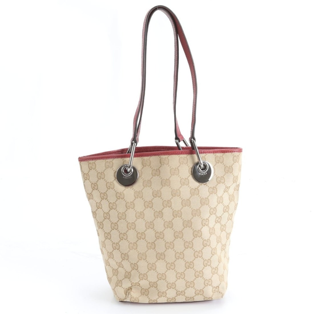 Gucci GG Canvas 120840 Leather Tote Bag Shoulder Handbag Beige Women's (1 of 11)