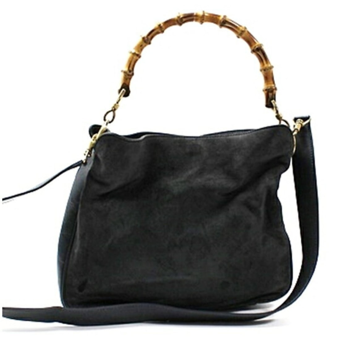 Gucci Bamboo Handbag Shoulder Bag Suede Black x Navy GUCCI Women's: --- Catalog ---Category: SizeSize (HxWxD): 24cm x 27cm x 9cm / 9.44'' x 10.62'' x 3.54''Category: DesignType: Handbag, Shoulder bagColor: Black, Dark navy, GrayGender: WomenMaterial: Suede Category: G