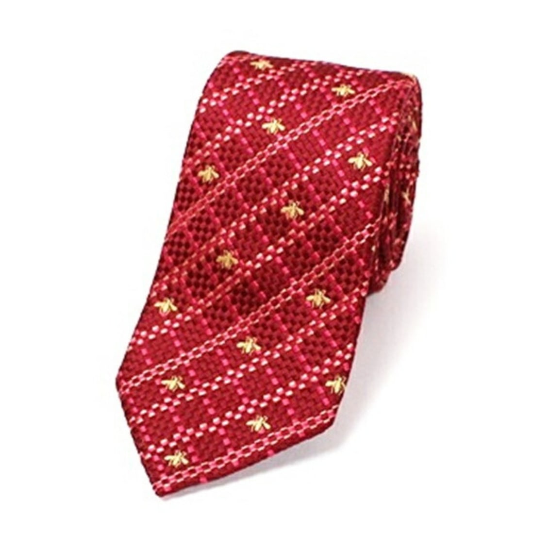 Gucci Silk Tie, Bee & Plaid, Current Model, Slim Fit, Men's (1 of 10)