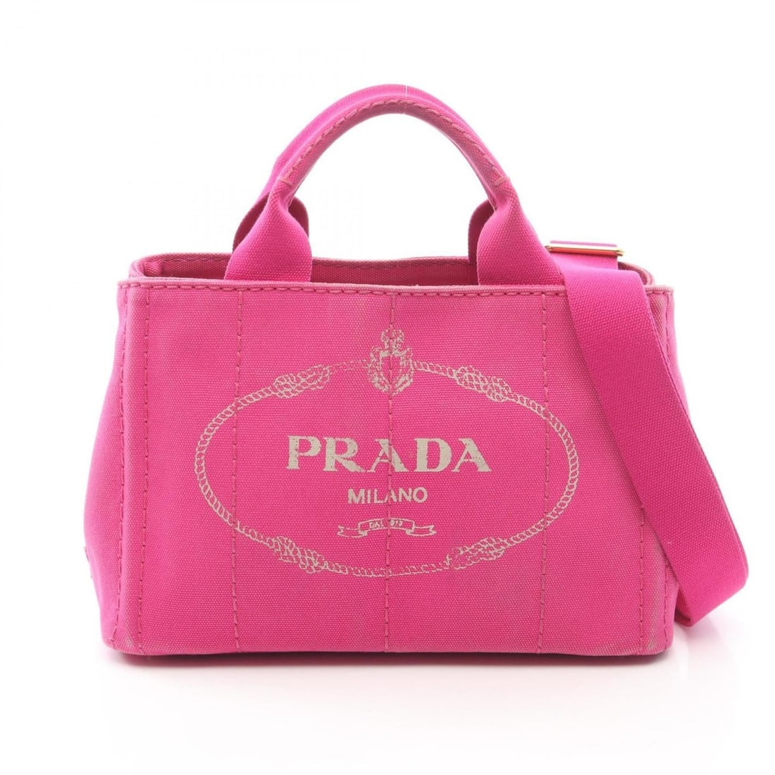 Prada Canapa Tote Bag, Canvas Handbag, Women's, Pink, 1BG439 (1 of 12)