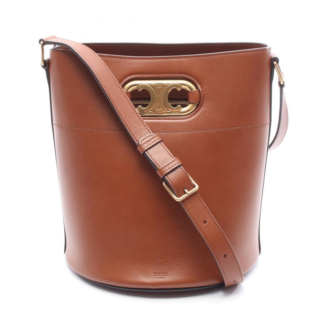Celine Maillon Triomphe Bucket Bag, Shoulder Handbag, Leather, Women's, Brown, 193043CKA (1 of 8)
