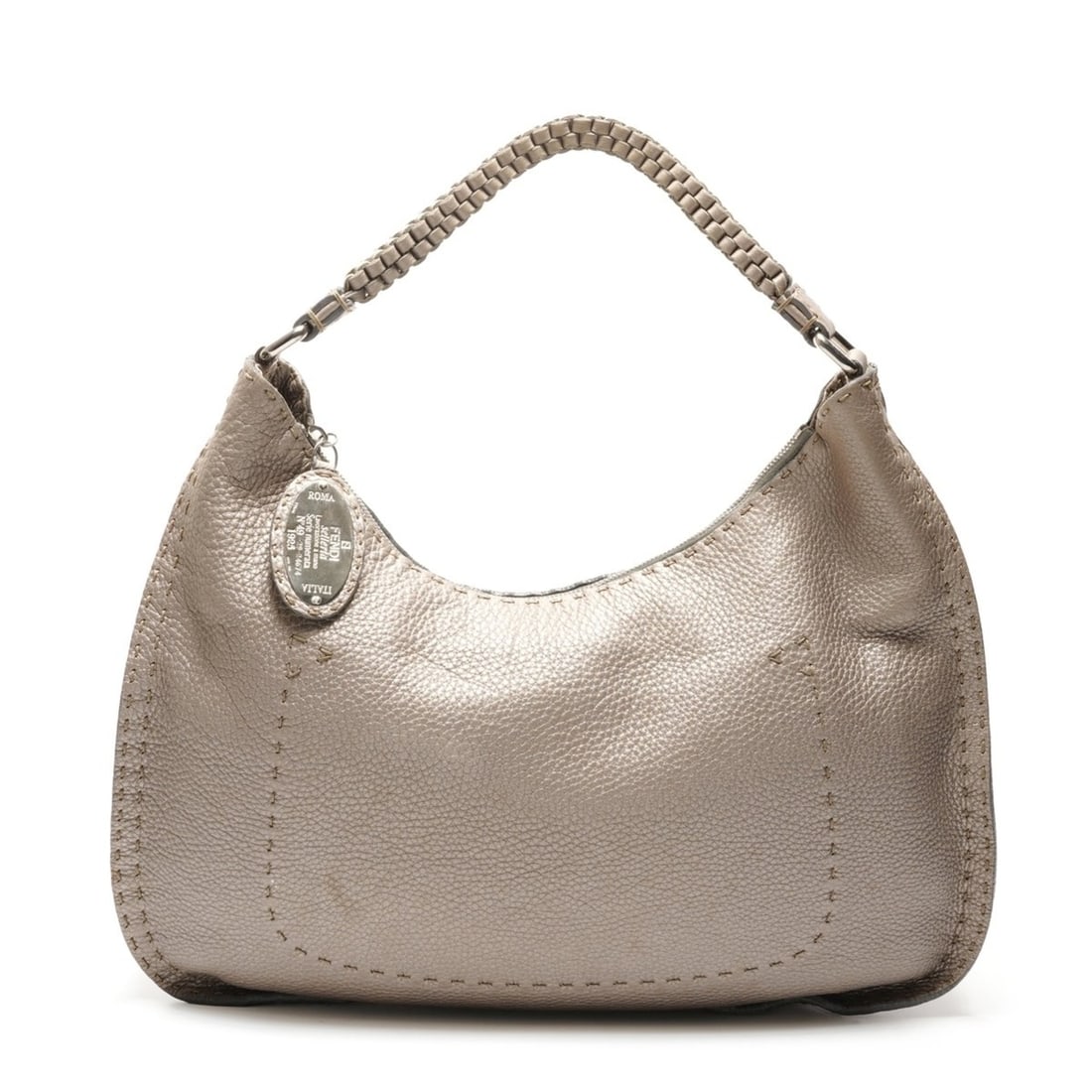 Fendi Selleria Hobo Shoulder Bag, Silver, WS26180: --- Catalog ---Category: SizeSize (HxWxD): 30cm x 44cm x 11cm / 11.81'' x 17.32'' x 4.33''Strap Length: 36cm / 14.17''Category: DesignType: Shoulder bagColor: SilverGender: WomenCategory: GeneralLine: