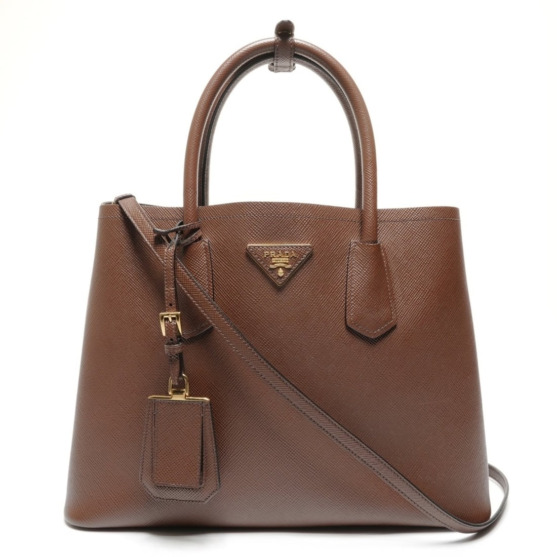 Prada Double Saffiano 2-Way Handbag, Brown, WS27293: --- Catalog ---Category: SizeHandle Drop: 12.00cm / 4.72''Size (HxWxD): 24cm x 34cm x 15cm / 9.44'' x 13.38'' x 5.9''Strap Length: 119cm - 129cm / 46.85'' - 50.78''Category: DesignType: HandbagColor: