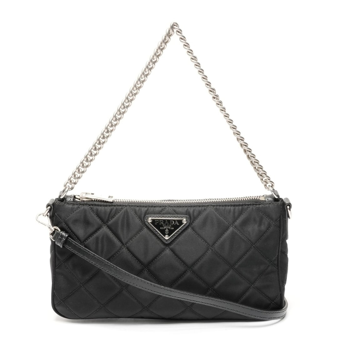 Prada Tessuto Impuntu Nylon Chain 2-Way Mini Quilted Shoulder Bag, Black, WS25401: --- Catalog ---Category: SizeHandle Drop: 16.00cm / 6.30''Size (HxWxD): 13cm x 23cm x 6.5cm / 5.11'' x 9.05'' x 2.55''Strap Length: 115cm - 125cm / 45.27'' - 49.21''Category: DesignType: Shoulder bagC
