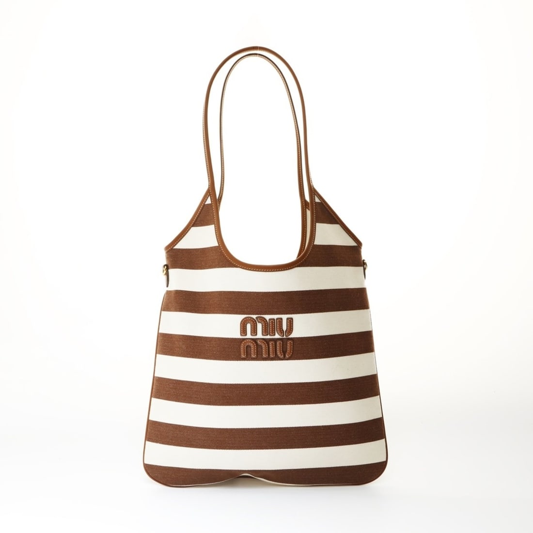 Miu Miu Miu Ivy Stripe Shoulder Bag, Brown, WS27000 (1 of 14)