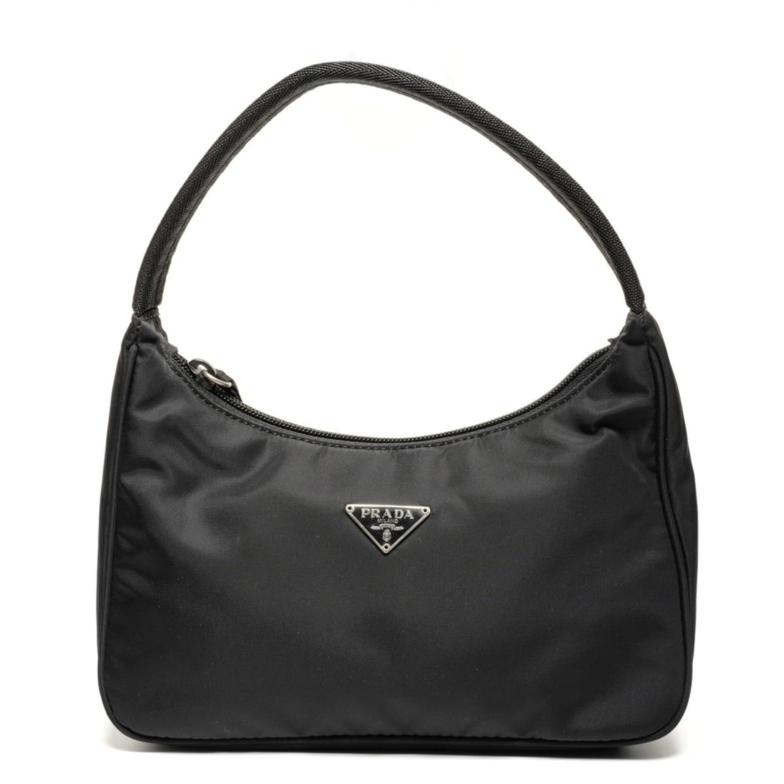 Prada Nylon Mini Hobo Handbag, Black, WS26690: --- Catalog ---Category: SizeHandle Drop: 12.00cm / 4.72''Size (HxWxD): 15cm x 22cm x 6cm / 5.9'' x 8.66'' x 2.36''Category: DesignType: HandbagColor: BlackGender: WomenMaterial: Nylon Category: Gener
