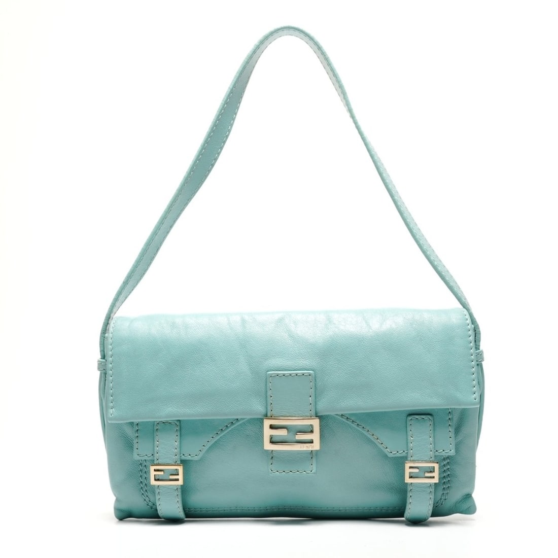 FENDI Mamma Bucket Leather Shoulder Bag, Blue, WS26439: --- Catalog ---Category: SizeSize (HxWxD): 14cm x 25cm x 3cm / 5.51'' x 9.84'' x 1.18''Strap Length: 50cm / 19.68''Category: DesignType: Shoulder bagColor: BlueGender: WomenMaterial: Leather Category: