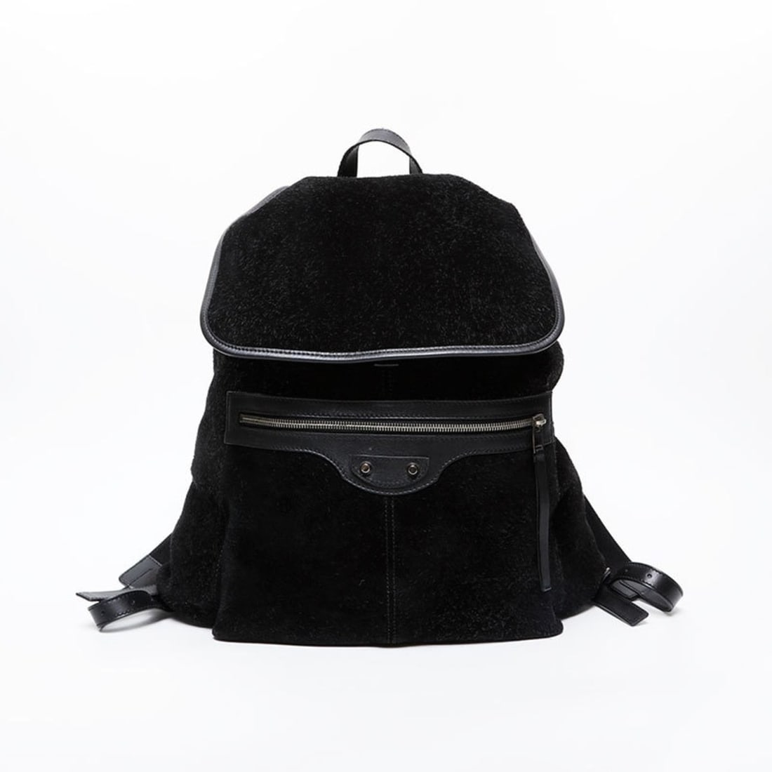 Balenciaga Leather Suede Lock Backpack/Daypack, Black, WS21590: --- Catalog ---Category: SizeSize (HxWxD): 36cm x 41cm x 12cm / 14.17'' x 16.14'' x 4.72''Strap Length: 75cm / 29.52''Category: DesignType: BackpackColor: BlackGender: Women,MenMaterial: Leather , Sue