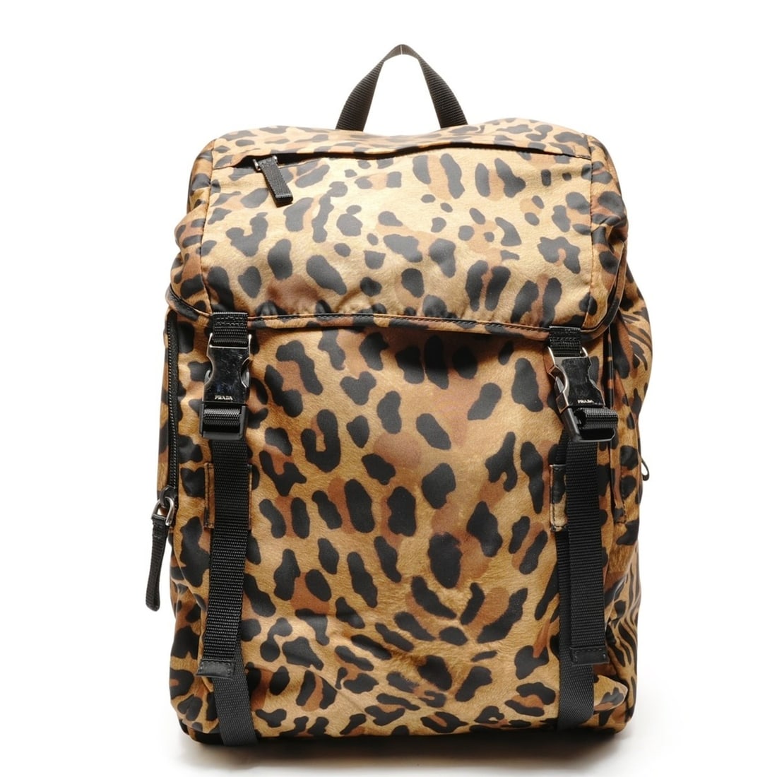 Prada Nylon Leopard Print Backpack/Daypack, Brown, WS26424: --- Catalog ---Category: SizeHandle Drop: 8.00cm / 3.15''Size (HxWxD): 45cm x 34cm x 10cm / 17.71'' x 13.38'' x 3.93''Strap Length: 46cm - 76cm / 18.11'' - 29.92''Category: DesignType: BackpackColor: